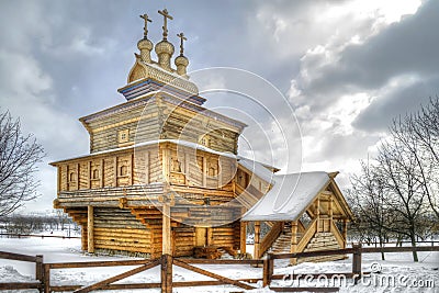 Museum of Wooden Architecture, Kolomenskoye. Snowfall Editorial Stock Photo